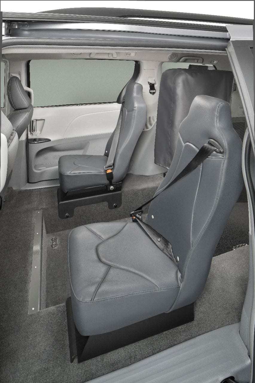 Fold down rear-entry bucket seats