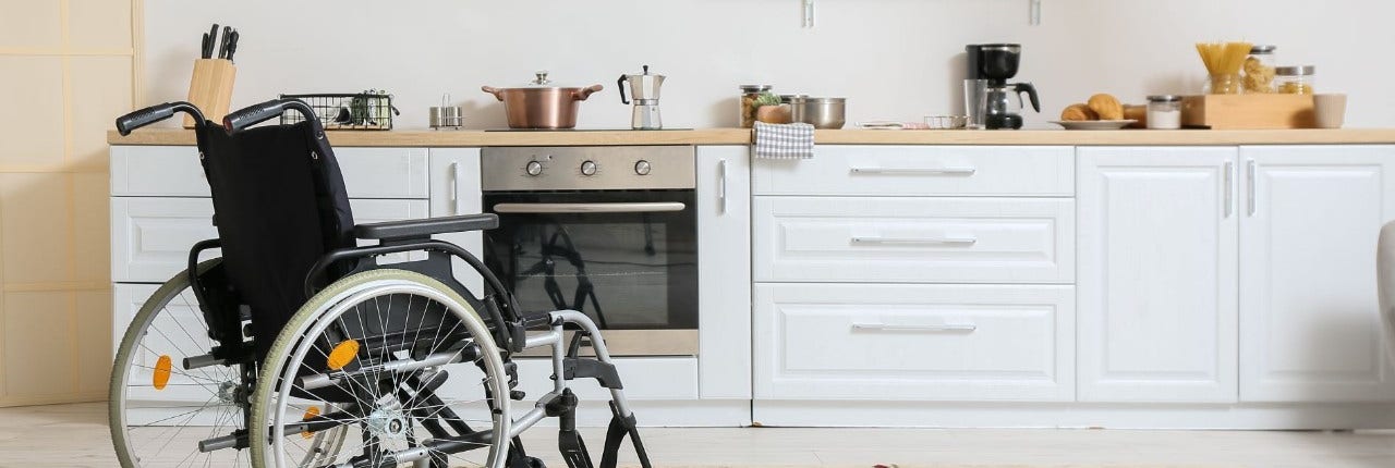 Kitchen in a wheelchair accessible house 