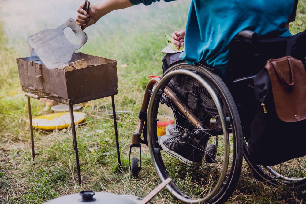 Wheelchair user in outdoor area