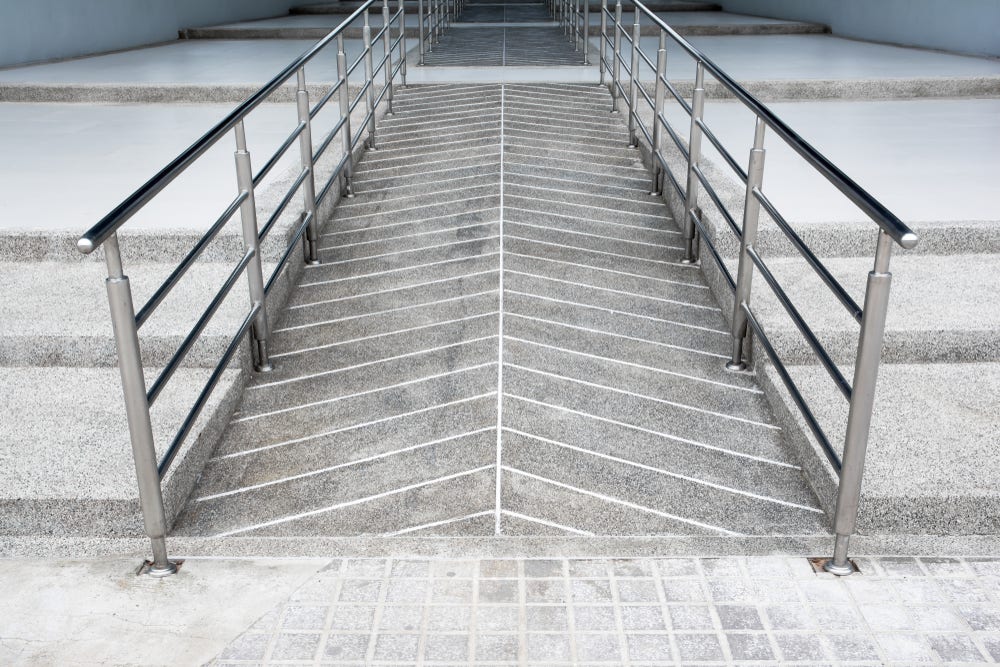 Ramp for a wheelchair user at a business